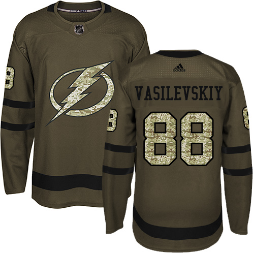 Adidas Lightning #88 Andrei Vasilevskiy Green Salute to Service Stitched Youth NHL Jersey
